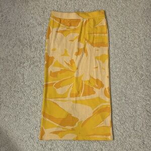 Zara Yellow and White Patterned Skirt